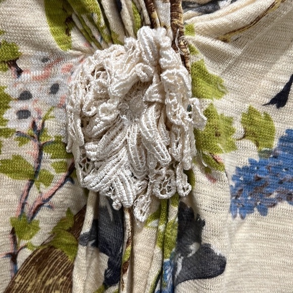 ANTHROPOLOGIE YOANA BARASCHI Mint Julep Floral Ruffle Top Size Medium Sleeveless - Picture 3 of 10